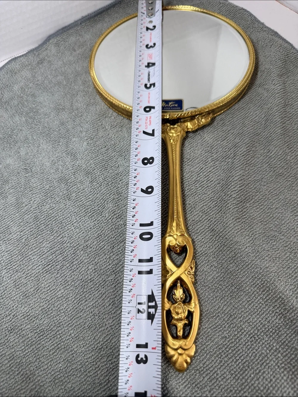 Vintage Matson 24K Gold Flashed Ornate Hand Mirror Hollywood Regency